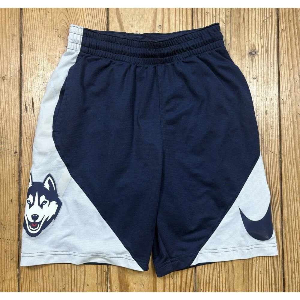 Nike UCONN Huskies Dri-Fit Basketball Running Shorts Men’s Small Blue White